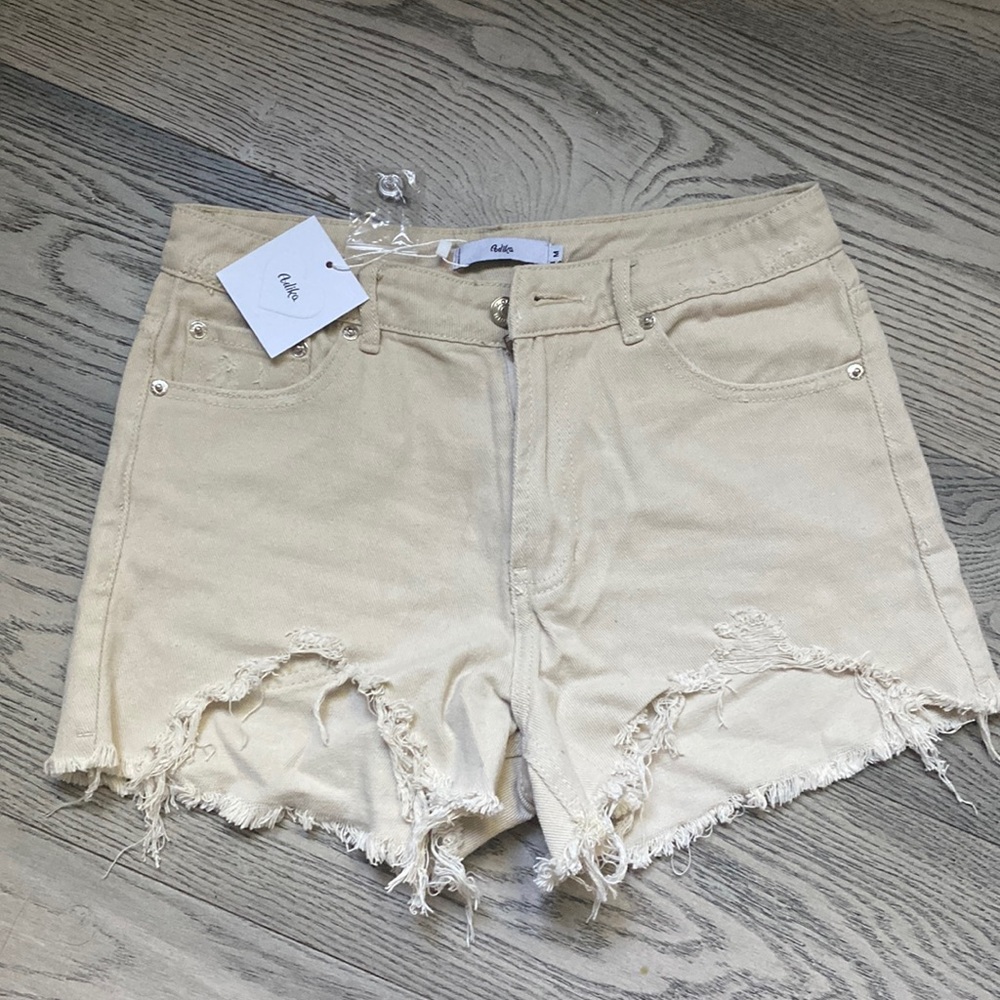 adika white jean shorts